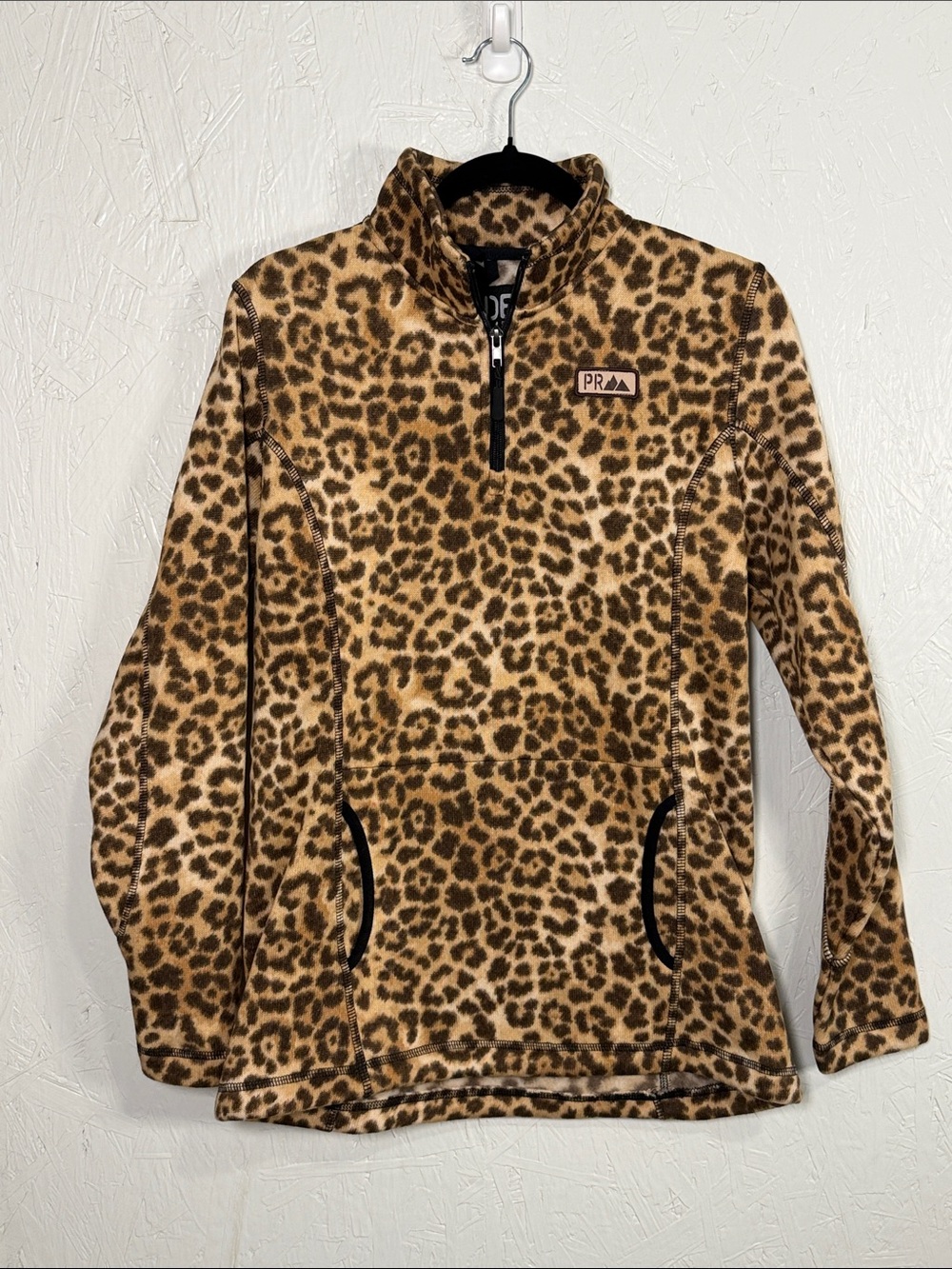 Leopard-Print Fleece Quarter-Zip Pullover - Brown/Tan